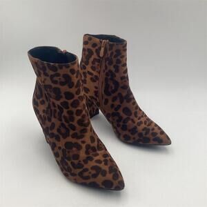 Dreampairs Women's Leopard Print Chunky Heel Ankle‎ Boots Size 7.5